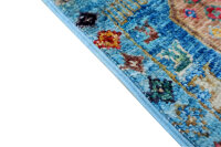 Teppich Orient Ziegler Felder Bakhtiar 60x90 cm 100% Wolle Handgeknüpft Rug blau