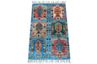 Teppich Orient Ziegler Felder Bakhtiar 60x90 cm 100% Wolle Handgeknüpft Rug blau