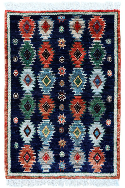 Teppich Orient Ziegler Brücke 60x90 cm 100% Wolle Handgeknüpft Carpet blau multi