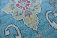 Teppich Orient Kazak Läufer 85x297 cm 100% Wolle Galerie Rug Handgeknüpft blau