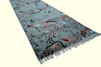 Teppich Läufer Orient Ziegler 80x240 cm 100% Wolle Galerie Handgeknüpft grau