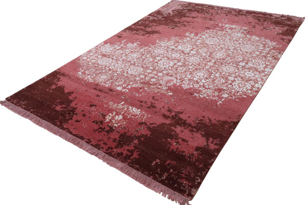 Designer Teppich Nepal Galaxy Fusion 200x300 cm Wolle Handgeknüpft rost berry