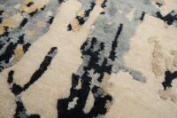 Designer Teppich Modern 200x240 cm Wolle Seide Handgeknüpft schwarz gold beige