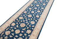 Teppich Ziegler Chobi Läufer 130x390 cm 100% Wolle Handgeknüpft Rug beige blau