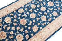 Teppich Ziegler Chobi Läufer 130x390 cm 100% Wolle Handgeknüpft Rug beige blau