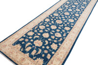 Teppich Ziegler Chobi Läufer 130x390 cm 100% Wolle Handgeknüpft Rug beige blau