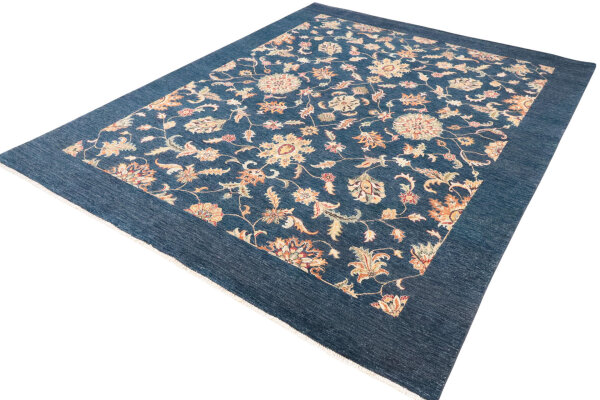 Teppich Orient Ziegler 200x300 cm 100% Wolle Rug Carpet Handgeknüpf blau meliert