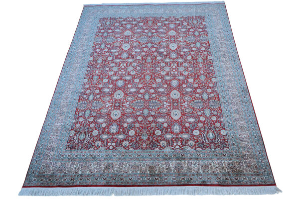 Teppich Orient Kaschmir Seide Handgeknüpft 250x300 cm 100% Reine Seide Rug rot