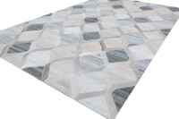 Leder Teppich Tappeto 150x240 cm Rindsleder Rug Cowhide Kuhfell grau beige