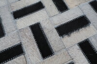 Leder Teppich Fellteppich Tappeto 150x240 cm Rinderfell Handmade  schwarz beige