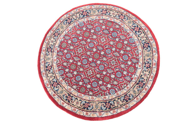 Teppich Orient  Himla Herati Rund 100x100 cm 100% Wolle Handgeknüpft creme rot