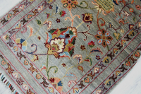 Teppich Orient Ziegler Sultani 82x127 cm 100% Wolle Handgeknüpft Rug grau