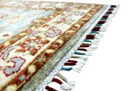 Teppich Orient Ziegler Sultani 80x127 cm 100% Wolle Handgeknüpft Rug grau