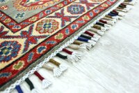Teppich Orient Afghan Kazak 60x176 cm 100% Wolle Handgeknüpft Rug Tapis grau