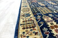 Teppich Orient Läufer Ziegler 85x300 cm 100% Wolle Handgeknüpft Rug blau