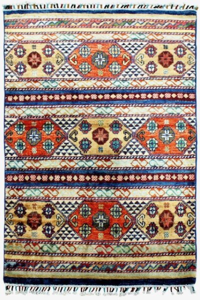 Teppich Orient Ziegler Khorjin 80x120 cm 100% Wolle Handgeknüpft Gestreift rot