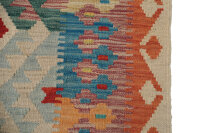 Teppich Afghan Maimana Kelim Handwebteppich 100% Wolle 200x290 cm Rug grün rot