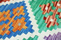 Teppich Afghan Kelim Handgewebt 100% Wolle 150x200 cm Geometrisch Flachgewebe