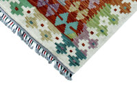 Teppich Afghan Kelim Handgewebt 100% Wolle 150x200 cm Flachgewebe Handarbeit rot