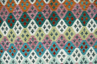 Teppich Afghan Kelim Handgewebt 100% Wolle 200x290 cm Carpet Flachgewebe Pink