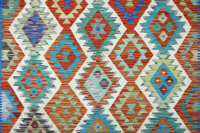Teppich Afghan Kelim Handgewebt 100% Wolle 170x240 cm Handarbeit Flachgewebe Rug