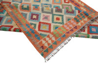 Teppich Afghan Kelim Handgewebt 100% Wolle 200x290 cm Handarbeit Rug orange