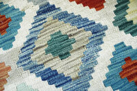 Teppich Afghan Kelim Handgewebt 100% Wolle 200x290 cm Handarbeit Rug orange