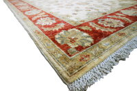 Teppich Orient Ziegler Chobi 144x210 cm 100% Wolle Handgeknüpft Rug rot beige