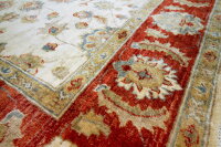 Teppich Orient Ziegler Chobi 144x210 cm 100% Wolle Handgeknüpft Rug rot beige