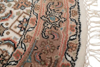 Teppich Orient Herati Rund 100x100 cm 100% Wolle Handgeknüpft mit Fransen creme