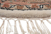 Teppich Orient Herati Rund 100x100 cm 100% Wolle Handgeknüpft mit Fransen creme
