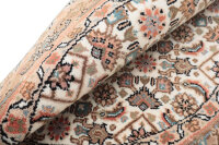 Teppich Orient Herati Rund 100x100 cm 100% Wolle Handgeknüpft mit Fransen creme