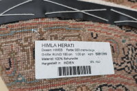 Teppich Orient Herati Rund 100x100 cm 100% Wolle Rug Handgeknüpft creme beige
