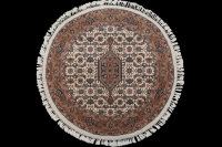 Teppich Orient Indo Bidjar Rund 100x100 cm 100% Wolle Handgeknüpft beige creme
