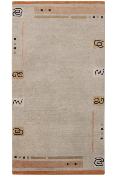 Teppich Original Nepal Handgeknüpft  Rug Schurwolle und Hanf 90x160 cm beige