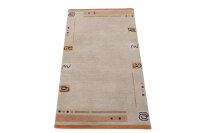 Teppich Original Nepal Handgeknüpft  Rug Schurwolle und Hanf 90x160 cm beige