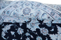 Teppich Orient Nain 9 La 250x350 cm Wolle mit Seide Handgeknüpft Rug creme blau
