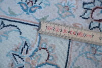 Teppich Orient Nain 9 La 250x350 cm Wolle mit Seide Handgeknüpft Rug creme blau