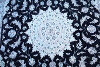 Teppich Orient Nain 9 La 250x350 cm Wolle mit Seide Handgeknüpft Rug creme blau