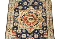 Teppich Orient Afghan Ziegler Mamluk 100x150 cm 100% Wolle Rug Handgeknüpft blau