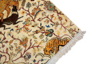 Teppich Orient Ziegler Jagd Motive 100x150 cm 100% Wolle Handgeknüpft Rug beige