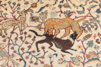 Teppich Orient Ziegler Jagd Motive 100x150 cm 100% Wolle Handgeknüpft Rug beige