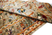 Teppich Orient Ziegler Sultani 100x150 cm 100% Wolle Handgeknüpft Ornamente grau