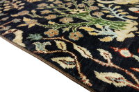 Teppich Orient Ziegler Jagd Motive 150x200 cm 100% Wolle Handgeknüpft schwarz