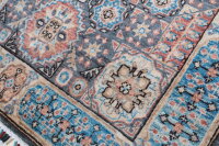 Teppich Orient Ziegler Mamluk 100x150 cm 100% Wolle Rug Handgeknüpft grau blau