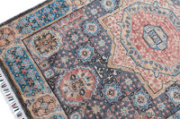 Teppich Orient Ziegler Mamluk 100x150 cm 100% Wolle Rug Handgeknüpft grau blau