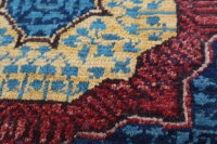 Teppich Orient Afghan Ziegler Mamluk 100x150 cm 100% Wolle Handgeknüpft blau rot