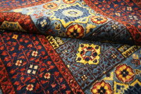 Teppich Orient Afghan Ziegler Mamluk 100x150 cm 100% Wolle Handgeknüpft blau rot