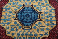 Teppich Orient Afghan Ziegler Mamluk 100x150 cm 100% Wolle Handgeknüpft blau rot