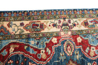 Teppich Orient Ziegler Sultani 100x150 cm 100% Wolle Handgeknüpft Rug beige blau